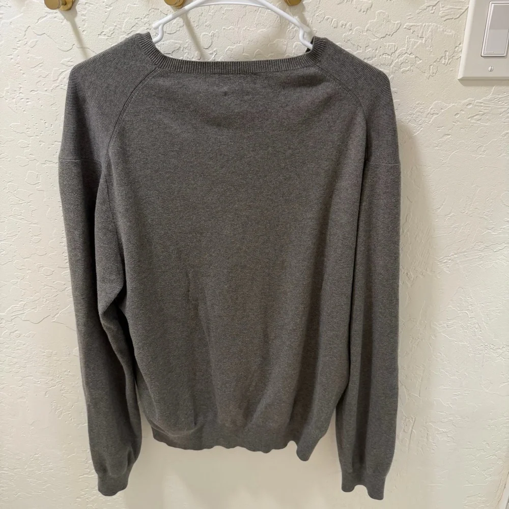 Polo by Ralph Lauren Men’s Gray V-Neck Pima Cotton Sweater Large